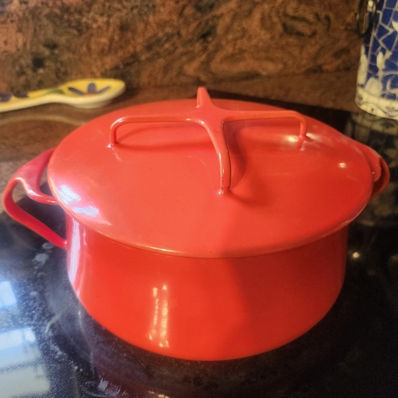 VTG VG Dansk IHQ Købenstyle Red Enamel Jens Quistgaard Dutch Oven 2.5 qt. Pot - Picture 1 of 11